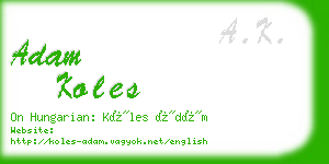 adam koles business card